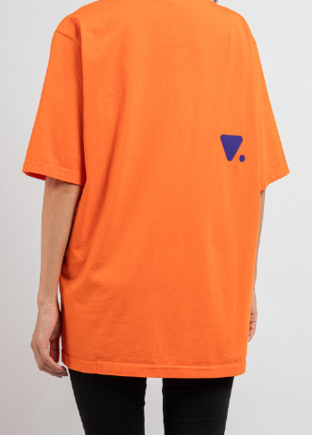 Оранжевая футболка с логотипом цвета морской волны Valvola