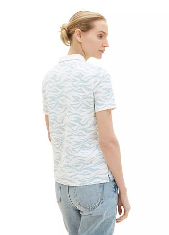 Белая женская футболка-поло Tom Tailor с абстрактным узором