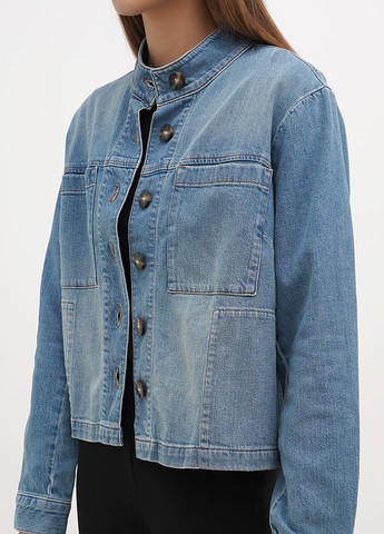 Темно-голубой женский куртка No Brand однотонный - демисезонный