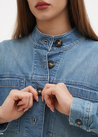 Темно-голубой женский куртка No Brand однотонный - демисезонный