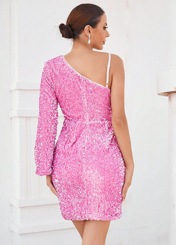 Розовое вечернее, коктейльное платье футляр SHEIN однотонное