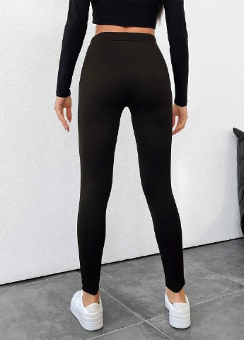 Черные демисезонные леггинсы SHEIN