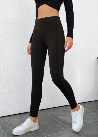 Черные демисезонные леггинсы SHEIN