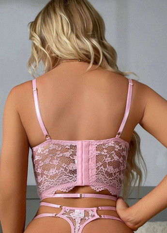 Рожевий демісезонний комплект (бюстьє, трусики, пояс) FOR DREAMS