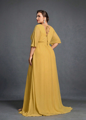 Гірчична святковий, кежуал сукня в стилі армпір SHEIN однотонна