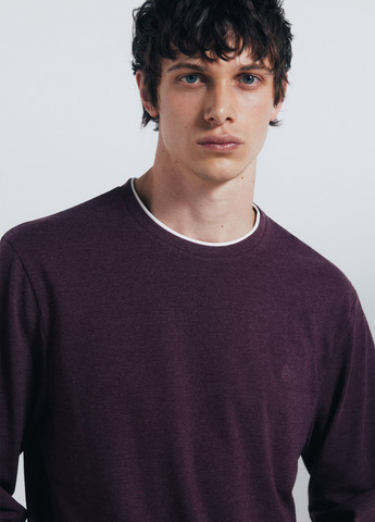 Лонгслів Springfield меланж сливовий кежуали бавовна