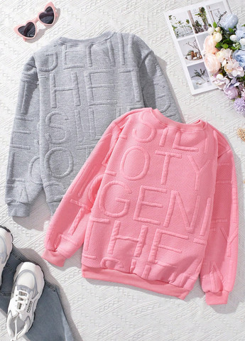 SHEIN світшот (2 шт.) напис комбінований кежуал поліестер