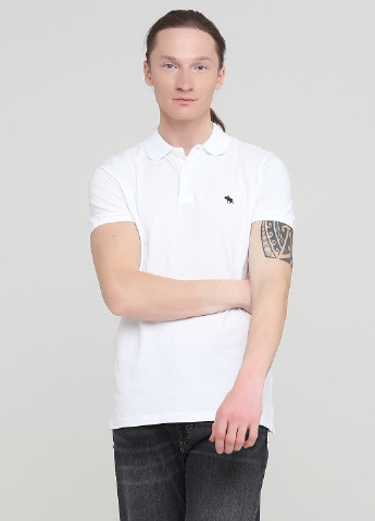 Белая футболка-поло для мужчин Abercrombie & Fitch однотонная