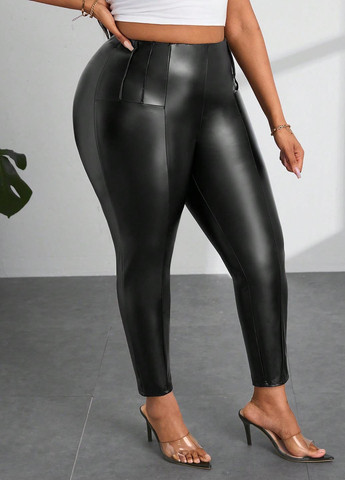 Черные демисезонные леггинсы SHEIN