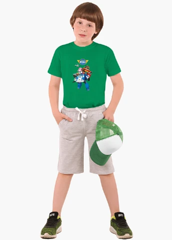 Зелена демісезонна футболка дитяча робокар полі (robocar poli) (9224-1619) MobiPrint