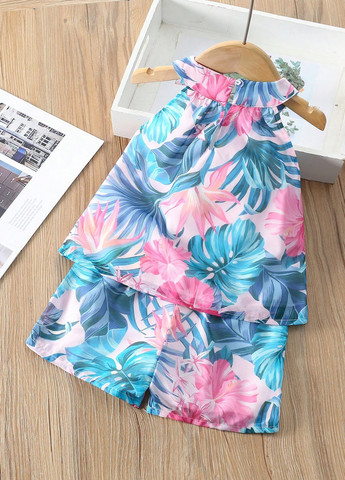 Комбинированный летний костюм (топ, шорты) SHEIN