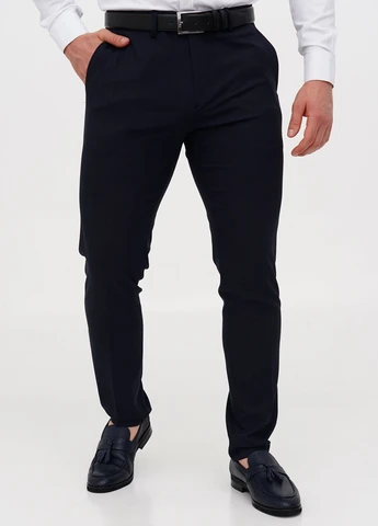 Темно-синие классические, кэжуал демисезонные прямые брюки Trend Collection