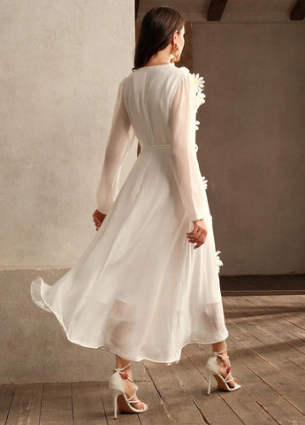 Білий вечірня сукня з спідницею-сонце SHEIN однотонна