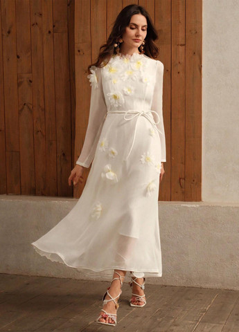 Білий вечірня сукня з спідницею-сонце SHEIN однотонна