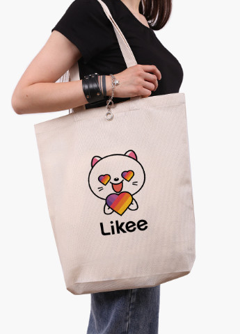 Эко сумка шоппер белая Лайк Котик (Likee Cat) (9227-1036-WTD) экосумка шопер 41*39*8 см MobiPrint (216642229)