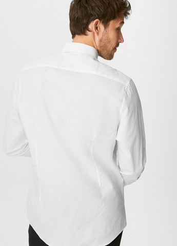 Белая классическая, кэжуал рубашка однотонная C&A