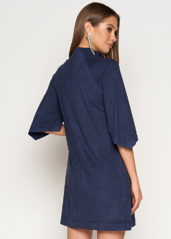 Темно-синее повседневный мини платье из эко замши Jadone Fashion