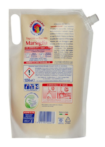 Жидкое хозяйственное мыло для стирки ChanteClair Marsiglia пакет 1250 мл Chante Clair (254371986)