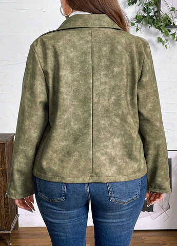 Оливкова (хакі) демісезонна куртка косуха SHEIN