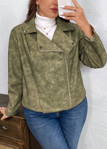 Оливкова (хакі) демісезонна куртка косуха SHEIN