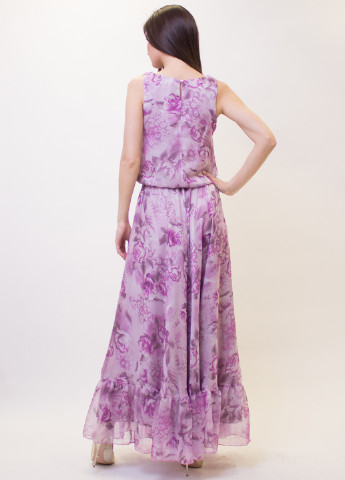 Сиреневое кэжуал платье клеш BERENIS с цветочным принтом