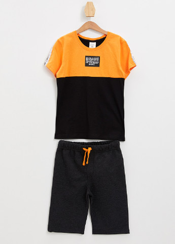 Костюм(футболка, шорти) DeFacto з шортами помаранчевий спортивний бавовна