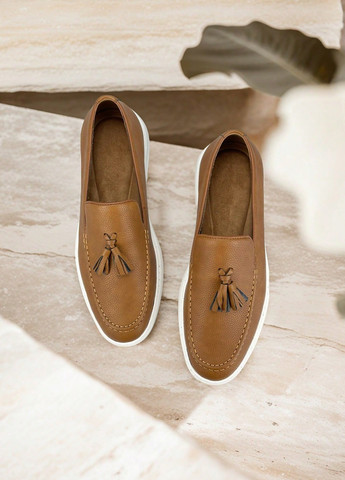 Коричневые кэжуал лоферы SHEIN без шнурков