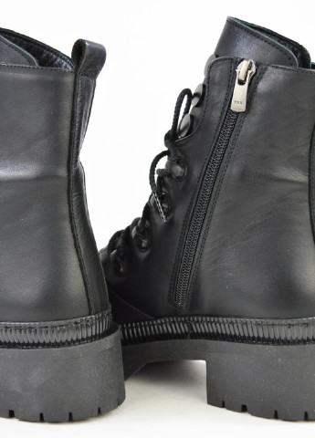 Зимние ботинки высокие с прошивкой черные кожа Guero без декора