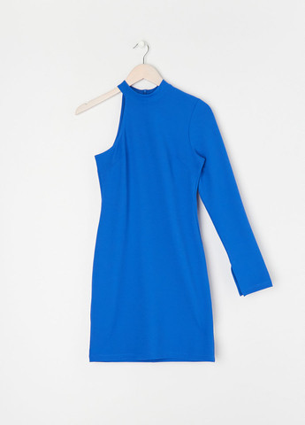 Синее кэжуал платье на одно плечо Sinsay однотонное