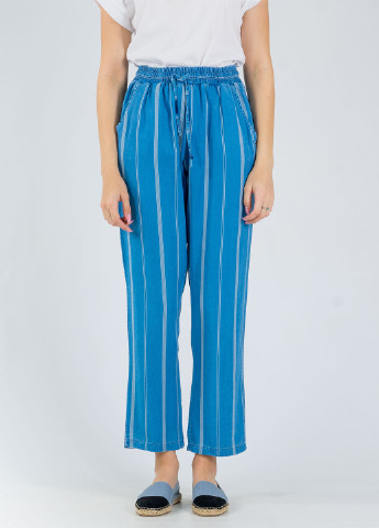 Светло-синие кэжуал летние укороченные, прямые брюки Bebe Plus