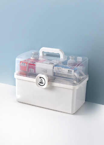 Органайзер- аптечка для ліків пластиковий білий, 21,5х19х34 см MVM (250558770)