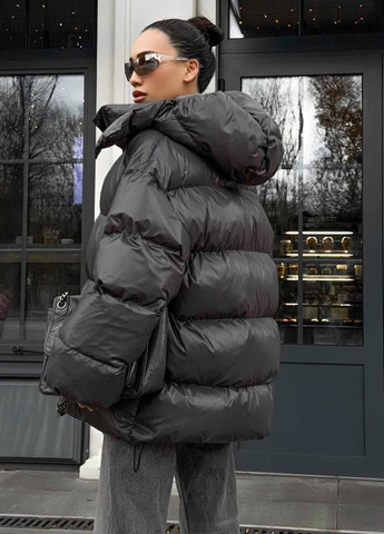 Темно-серый зимний Пуховик Fashion