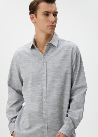 Светло-серая кэжуал рубашка меланж KOTON