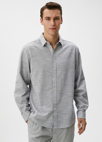 Светло-серая кэжуал рубашка меланж KOTON