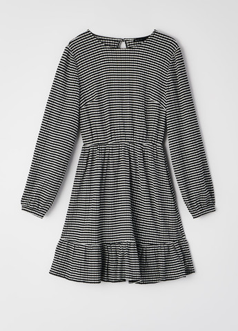 Черно-белое кэжуал платье клеш Mohito в полоску