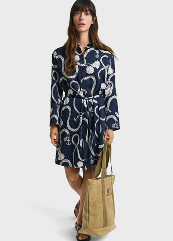 Синее кэжуал платье рубашка Gant с рисунком