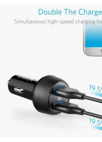 Зарядний пристрій PowerDrive - 2 Quick Charge 3.0 Ports V3 (Black) (A2228H11) Anker (216637944)