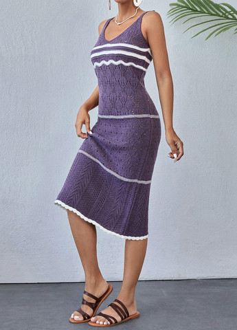 Фиолетовое пляжное платье платье-майка SHEIN в полоску