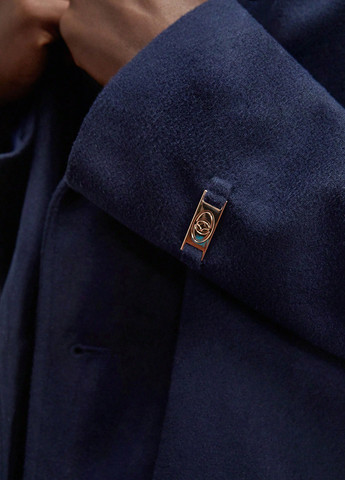 Синее демисезонное Пальто однобортное SHEIN