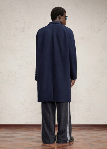 Синее демисезонное Пальто однобортное SHEIN