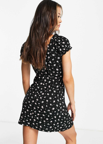 Черное кэжуал платье Topshop с цветочным принтом