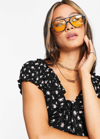 Черное кэжуал платье Topshop с цветочным принтом