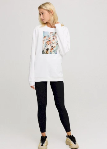 Белый світшот жіночий oversize /no flis/ YAPPI (254658790)