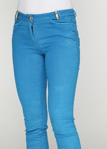 Голубые кэжуал демисезонные зауженные брюки Sassofono