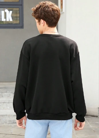 SHEIN свитшот рисунок черный кэжуал полиэстер