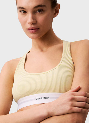 Светло-жёлтый топ бюстгальтер Calvin Klein без косточек хлопок