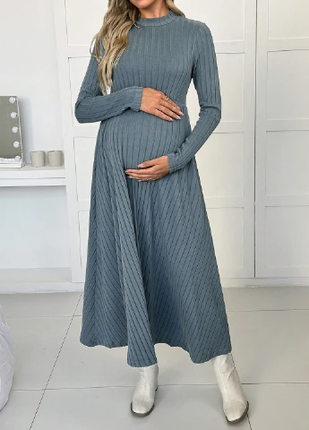 Сіро-голубий кежуал сукня для вагітних кльош SHEIN однотонна