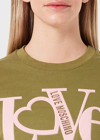 Оливкова (хакі) кежуал сукня сукня-футболка Love Moschino з написами