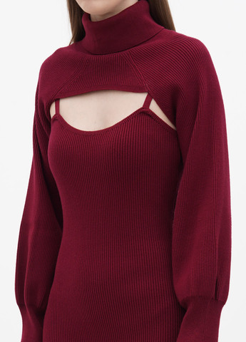 Бордовый демисезонный комплект (свитер, платье) No Brand
