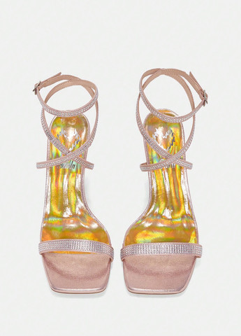 Светло-бежевые босоножки SHEIN с ремешком со стразами